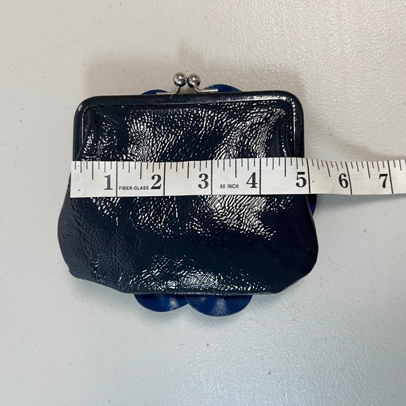 Brighton Leather Floral Camellia Crossbody Clutch Evening Bag Chain Strap Blue - Picture 10 of 11